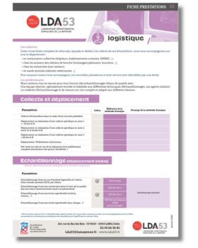 Fiche prestation logistique 2025