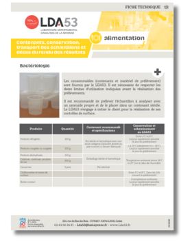 fiche technique alimentation contenants