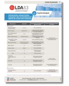 Fiche technique hydrologie contenants