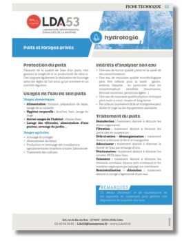 Fiche technique hydrologie puits forage