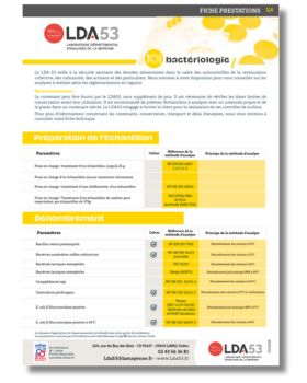 fiche prestation bactériologie